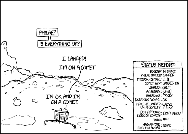 Comic from xkcd showing Philae lander on Comet 67P.