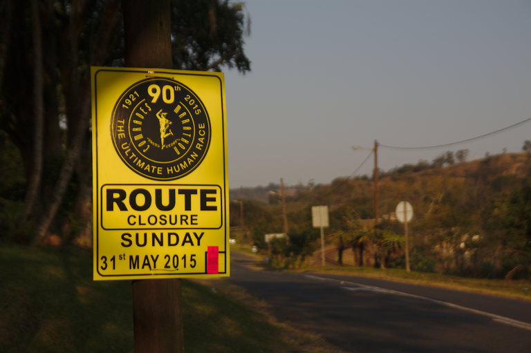 A poster along the Comrades Marathon route.