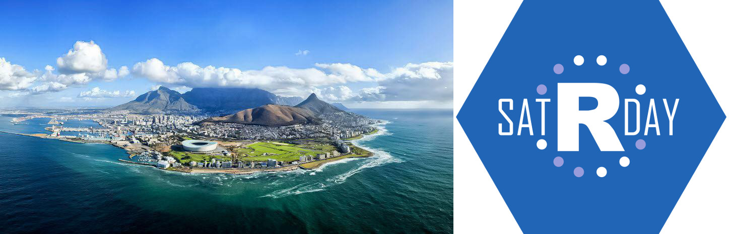 View of Cape Town and satRday logo.