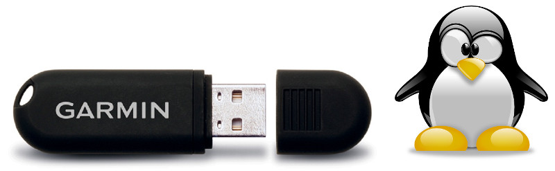 Garmin ANT USB Dongle and the Linux penguin.