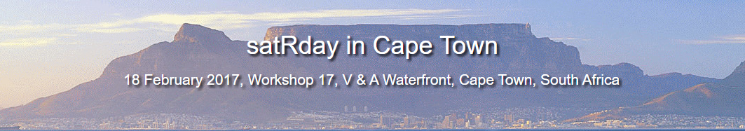 Banner image for satRday (2016) conference in Cape Town.
