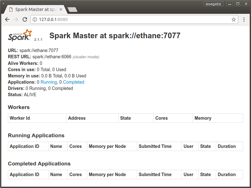 The Spark status page.