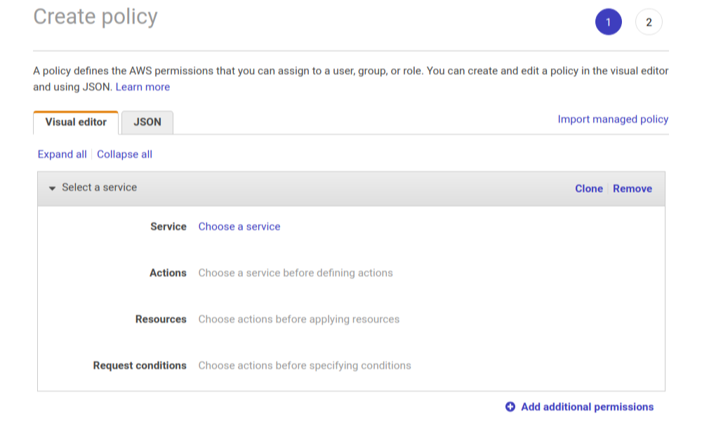 Creating an IAM policy by cloning the IAMFullAccess policy.