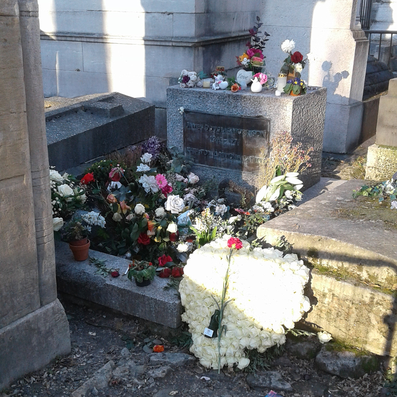 The tomb of Jim Morrison in the Père Lachaise Cemetery.