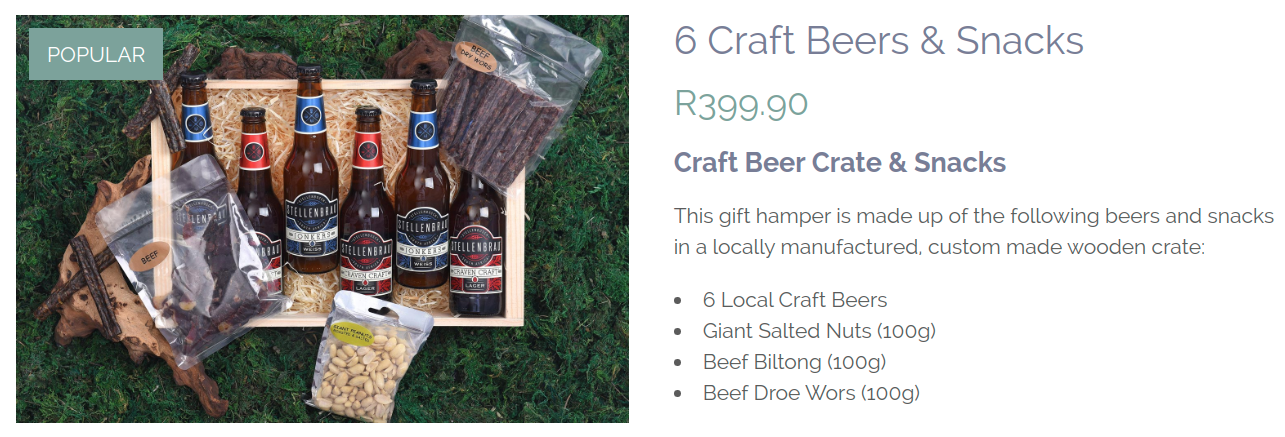 6 Craft beers & snacks on sale for R399.90.
