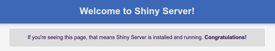 Shiny Server welcome page.