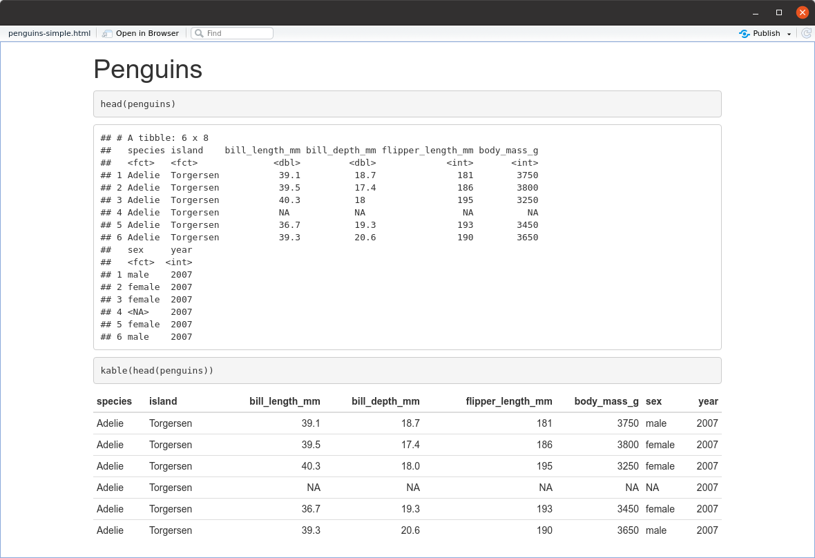 A Shiny app with static views of the Penguins data.