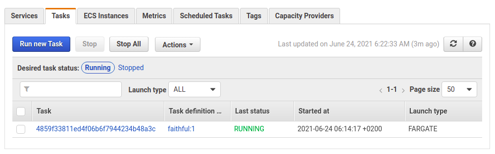 Task running on ECS.