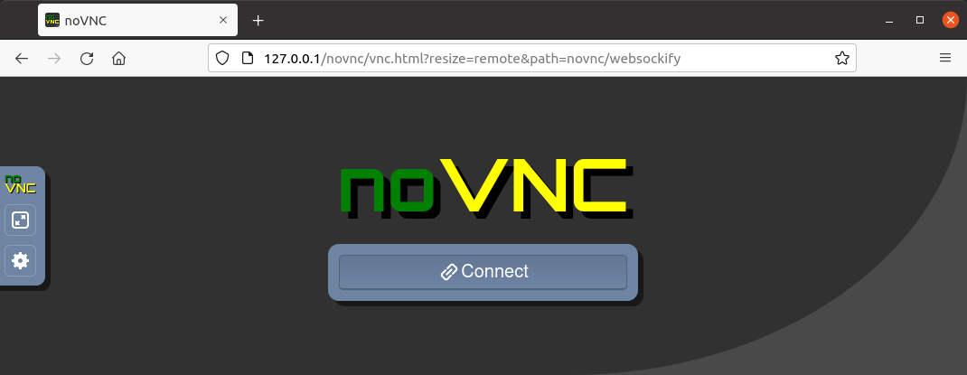 The noVNC connection page.