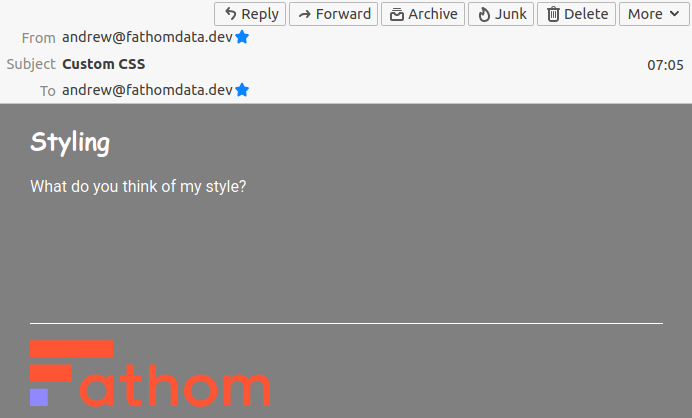 Example of an email generated with {emayili} and styled using CSS.