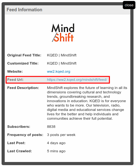 KQED | MindShift feed URL