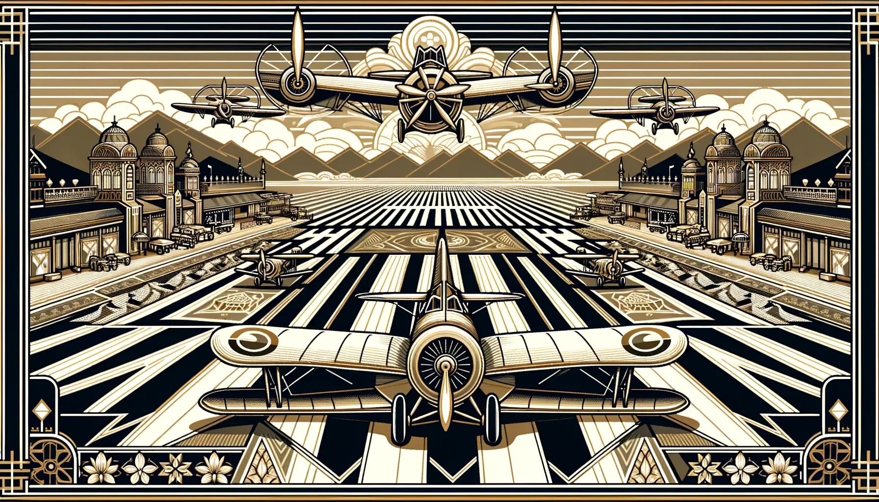 Planes in an art deco style.