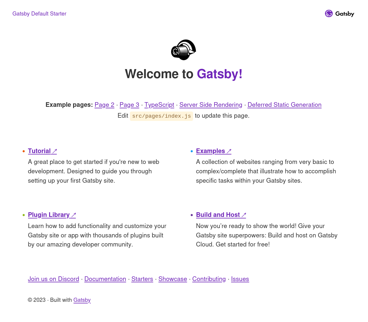 Gatsby starter project with new page.