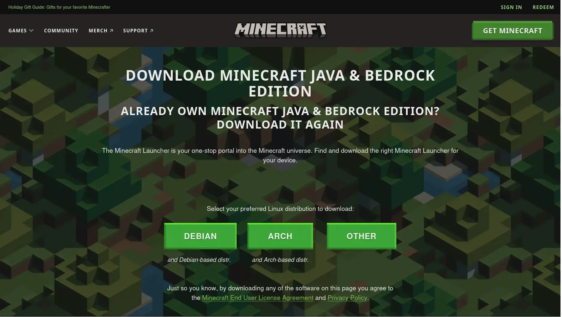 Download the Minecraft client.