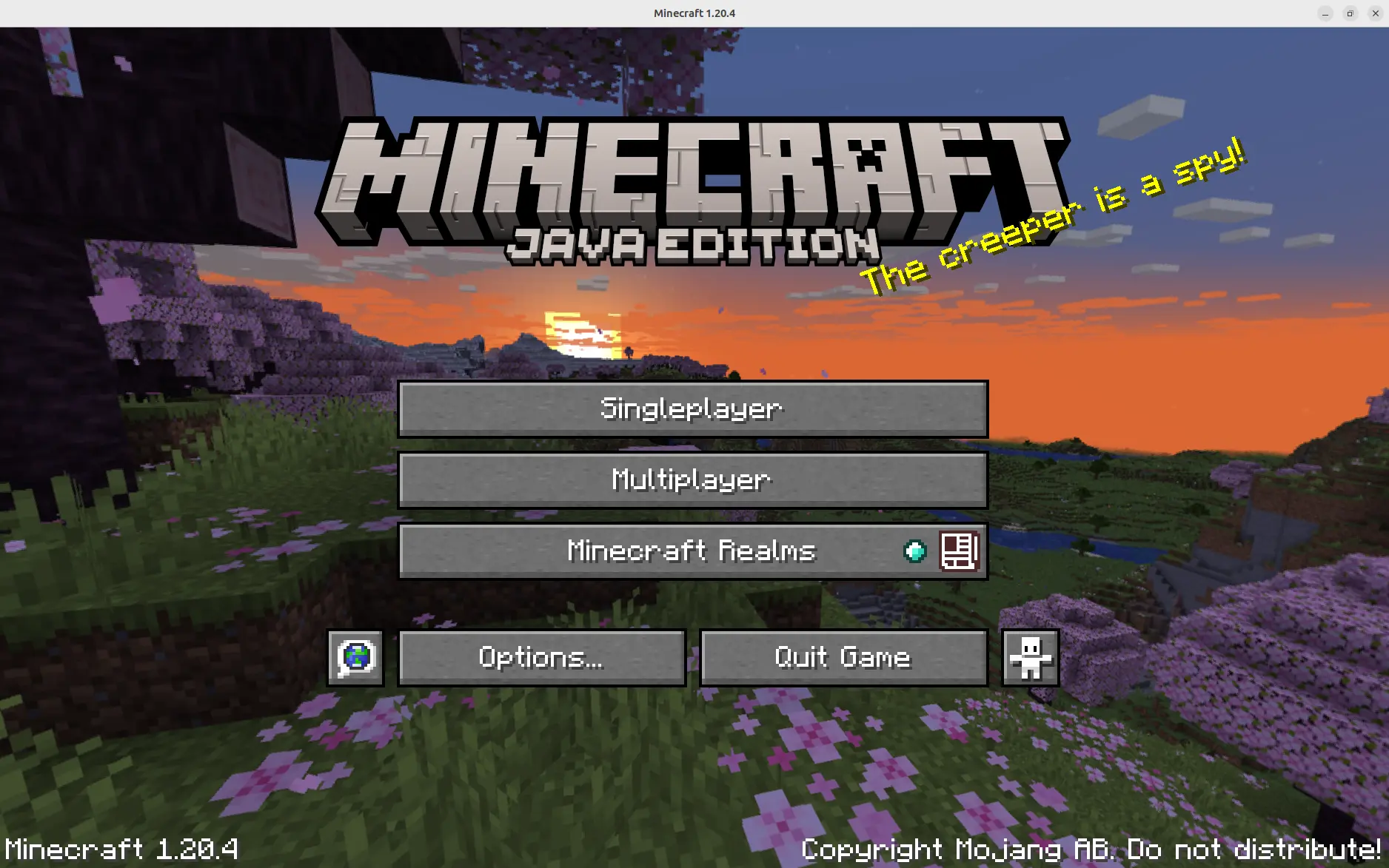 Minecraft Java Edition showing Singleplayer or Multiplayer options.
