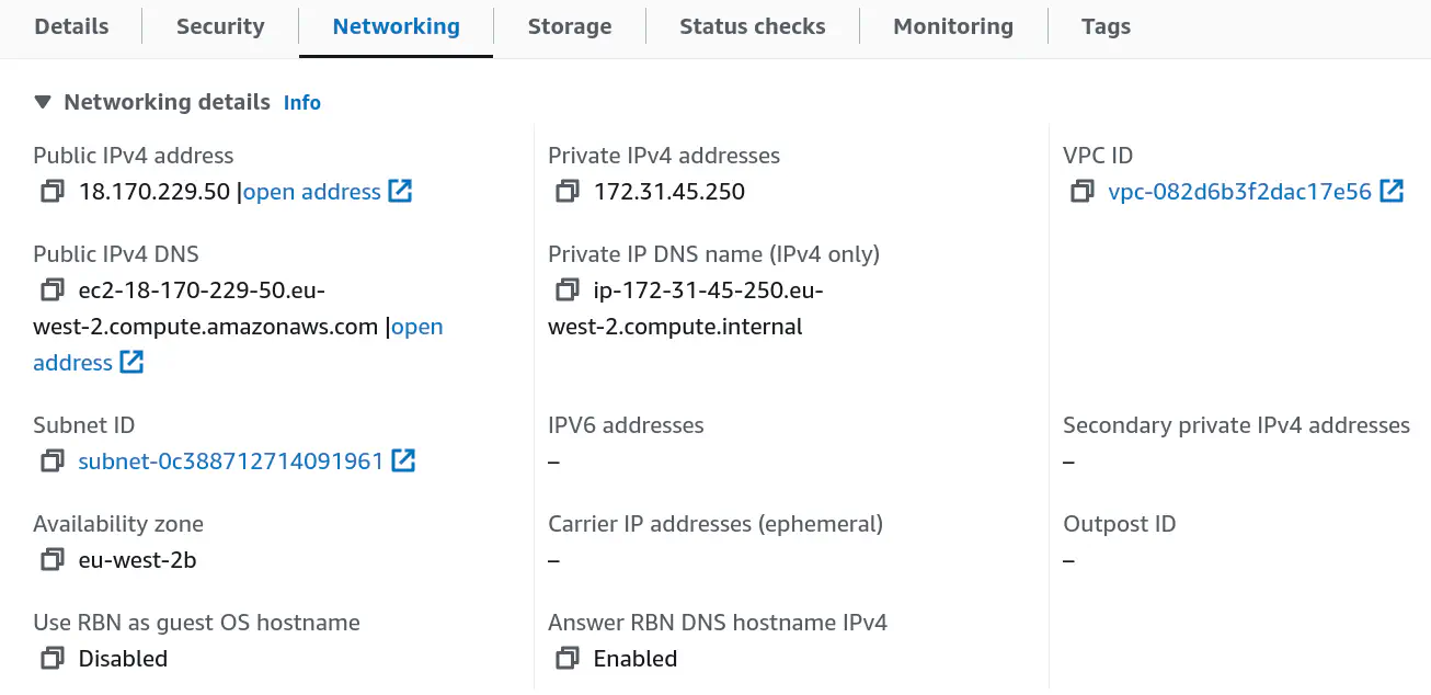 Networking configuration on the SSH server.