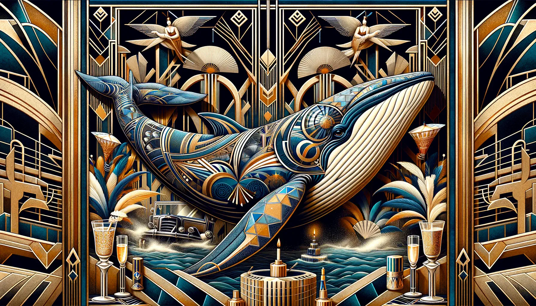 A whale in art deco style.