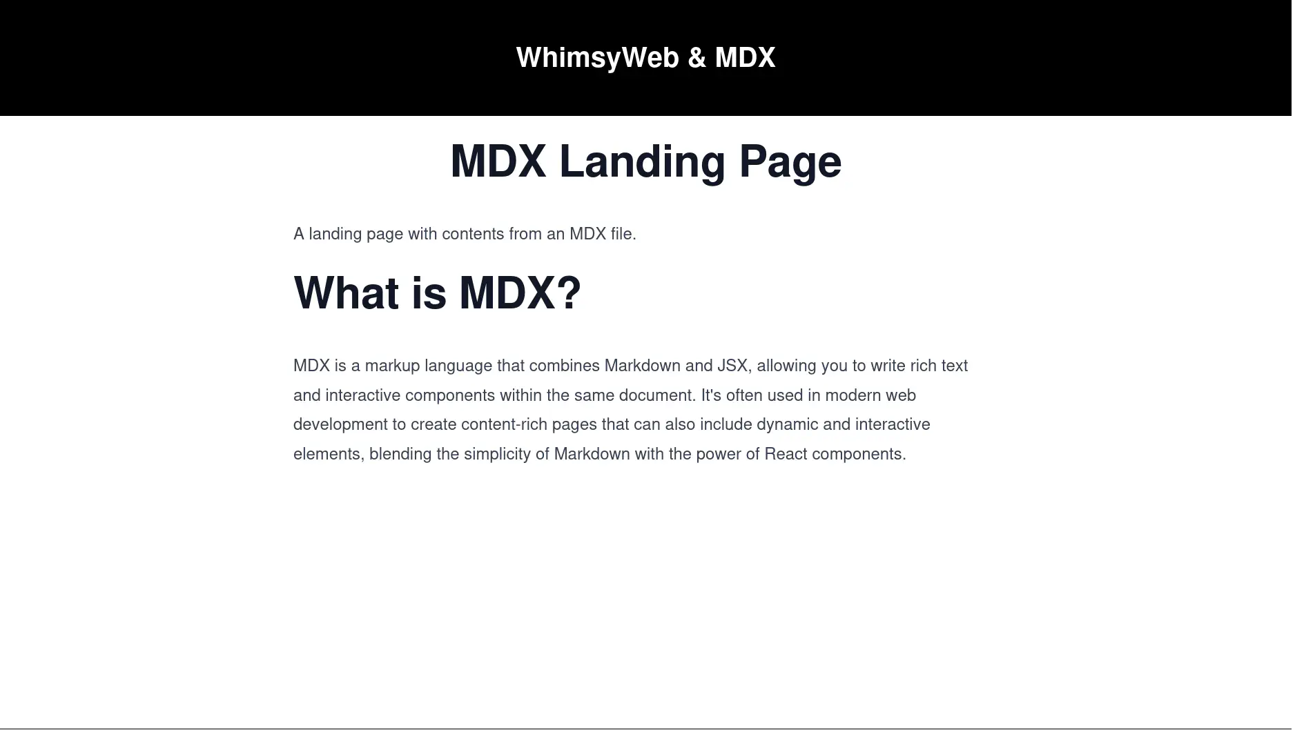 Landing page generated with old API with content from MDX.