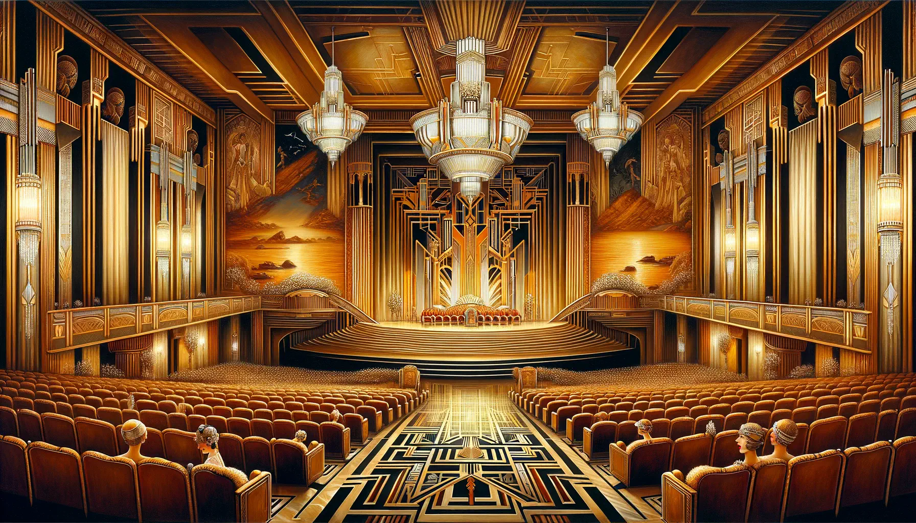 An elaborate theatre in art deco style.