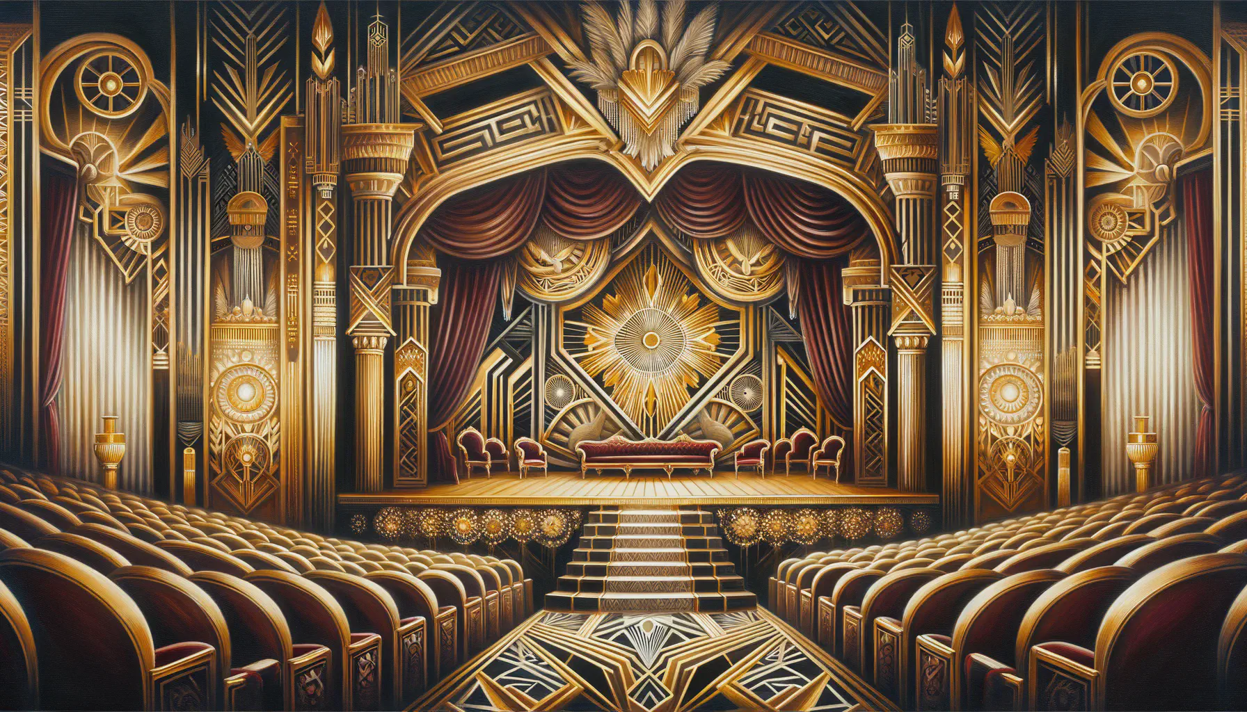 An elaborate theatre in art deco style.