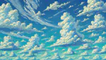 An image of blue sky with clouds.