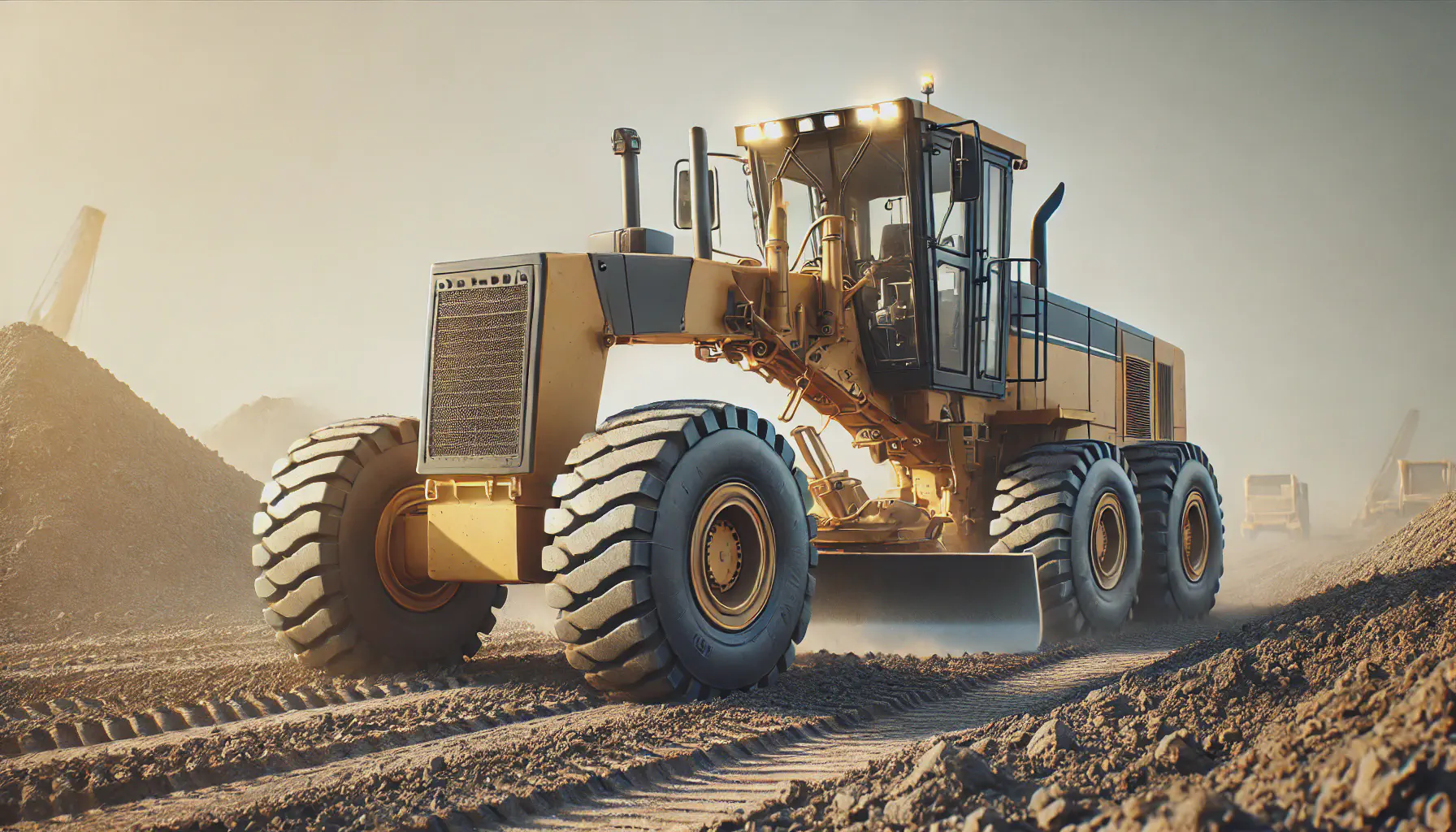 A grader working on a construction site.