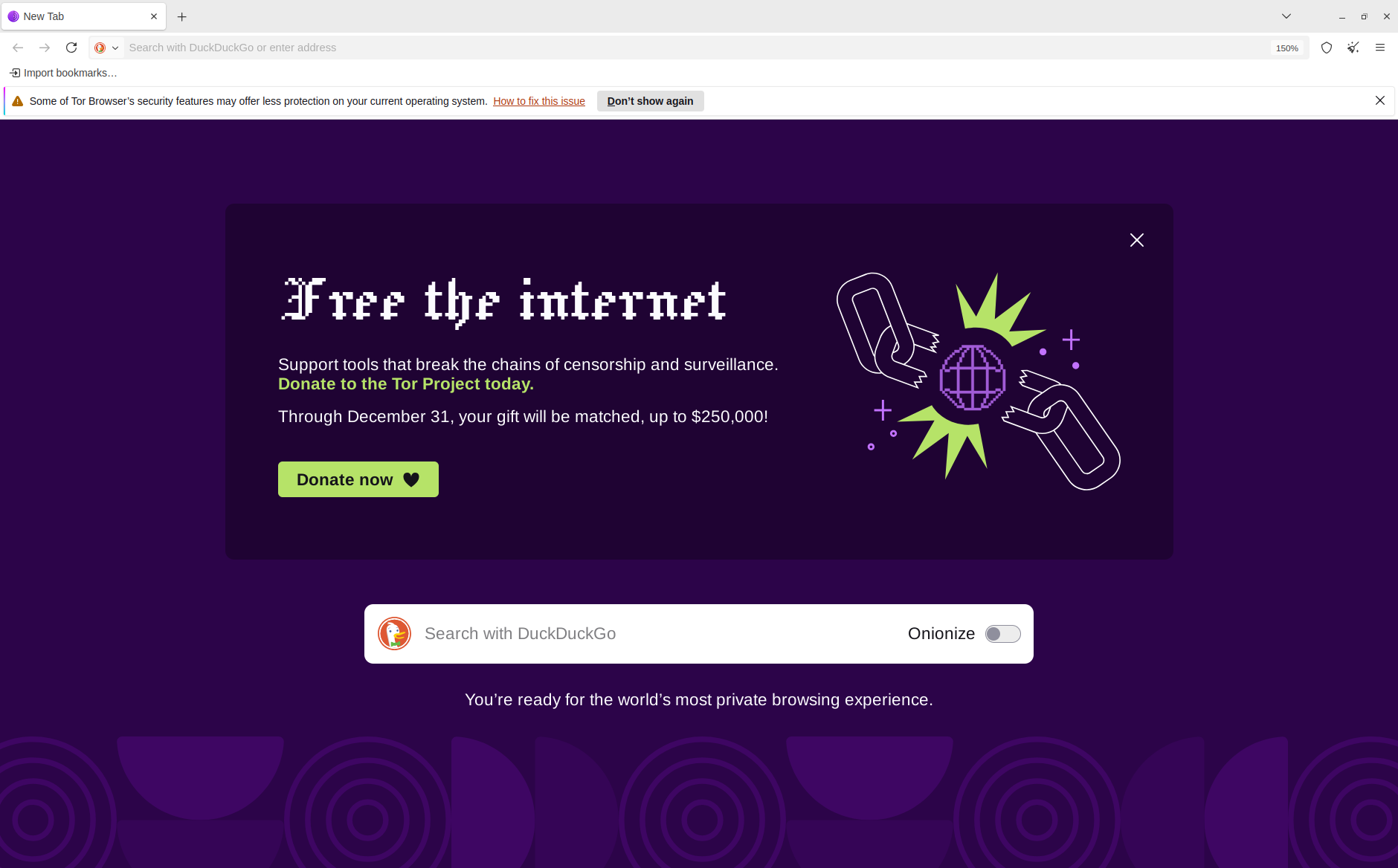 Tor Browser splash screen.