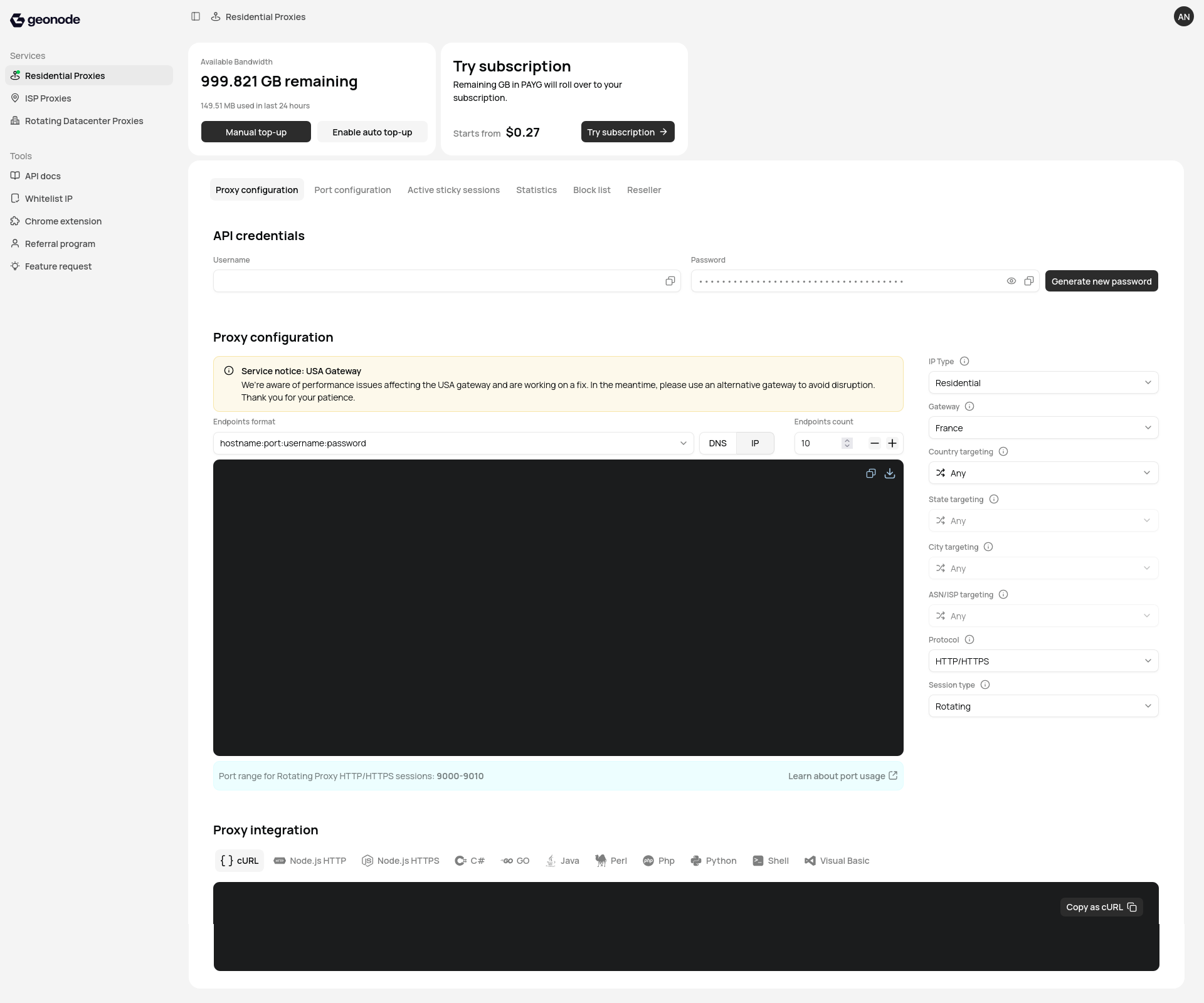 Geonode dashboard page.