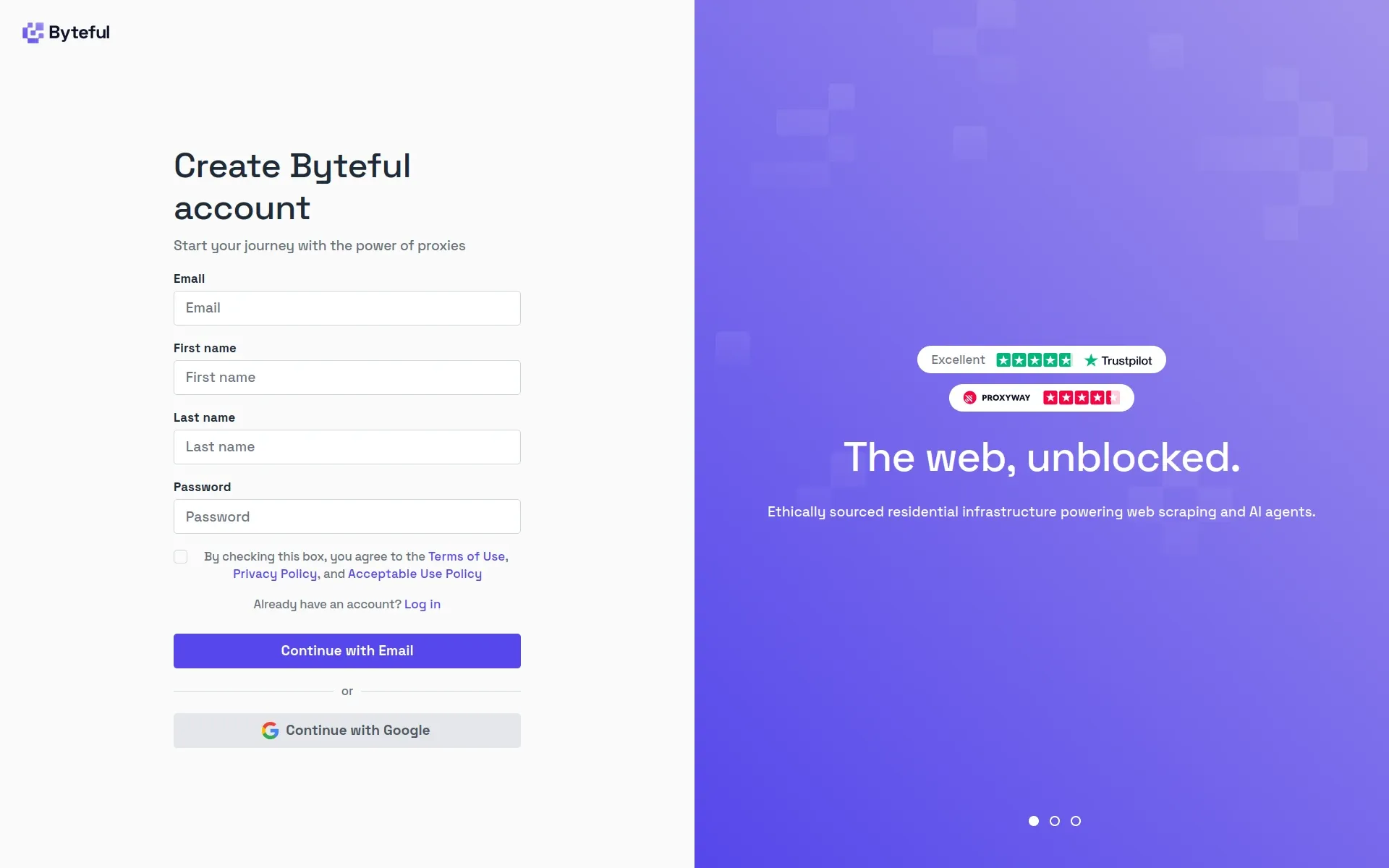 Sign up for a Byteful account.