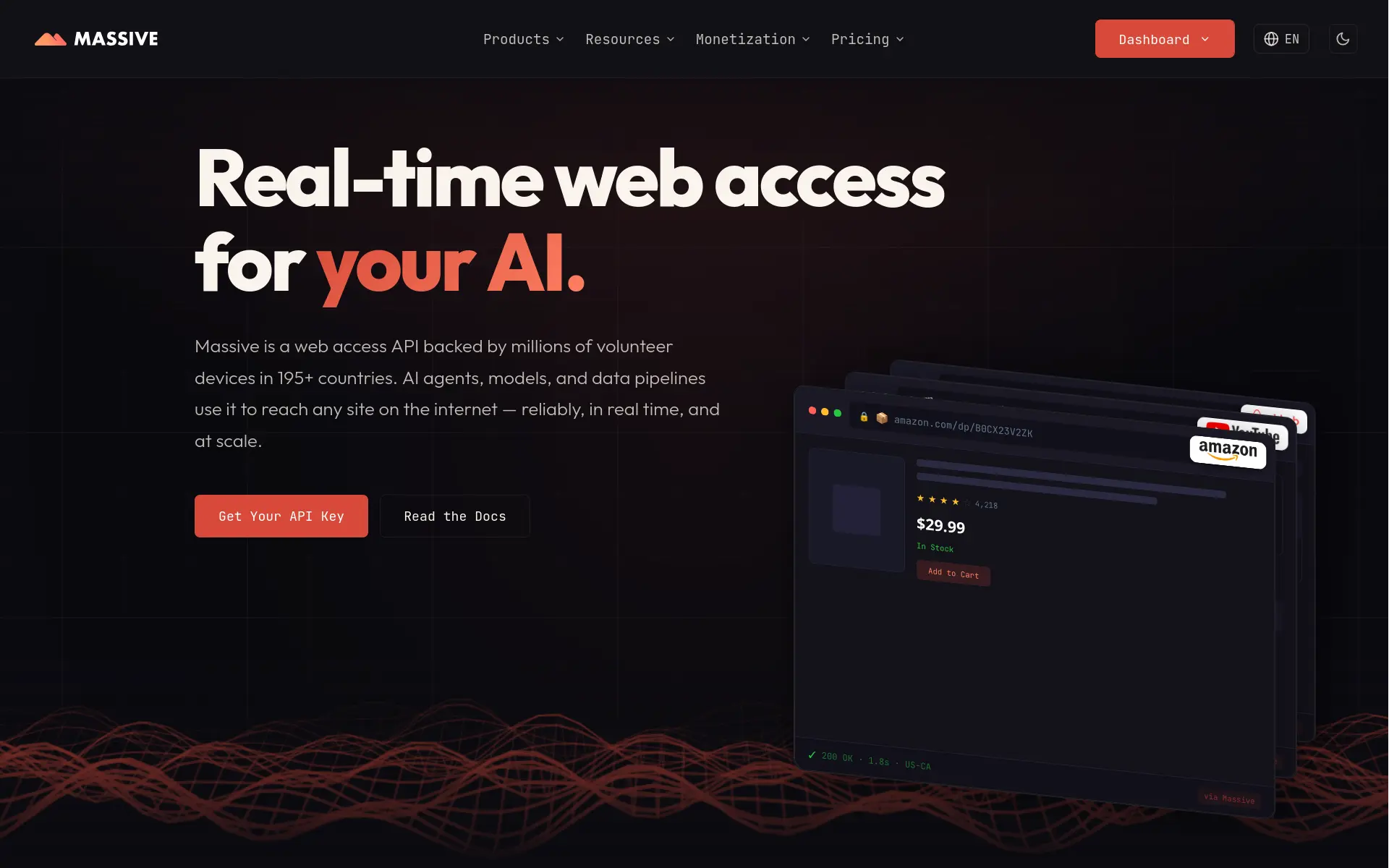 Massive’s landing page. They’re not just a proxy service. They now provide a web access API that’s backed by their proxy network.