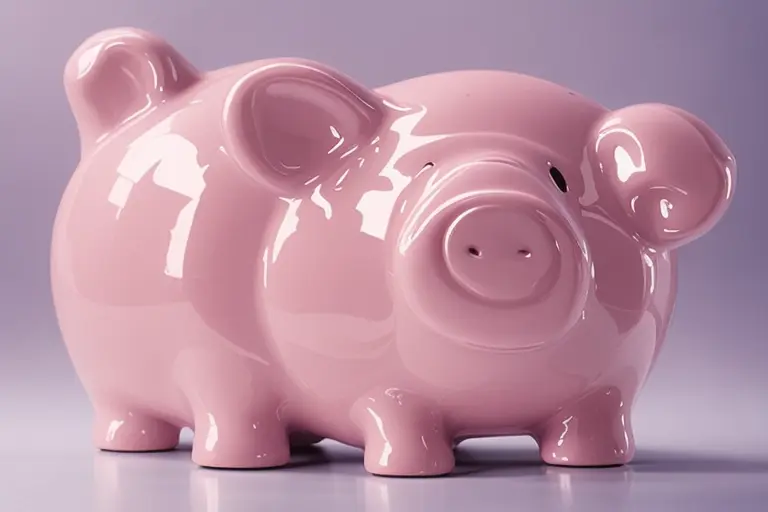 Generated image of an old tin piggy bank.