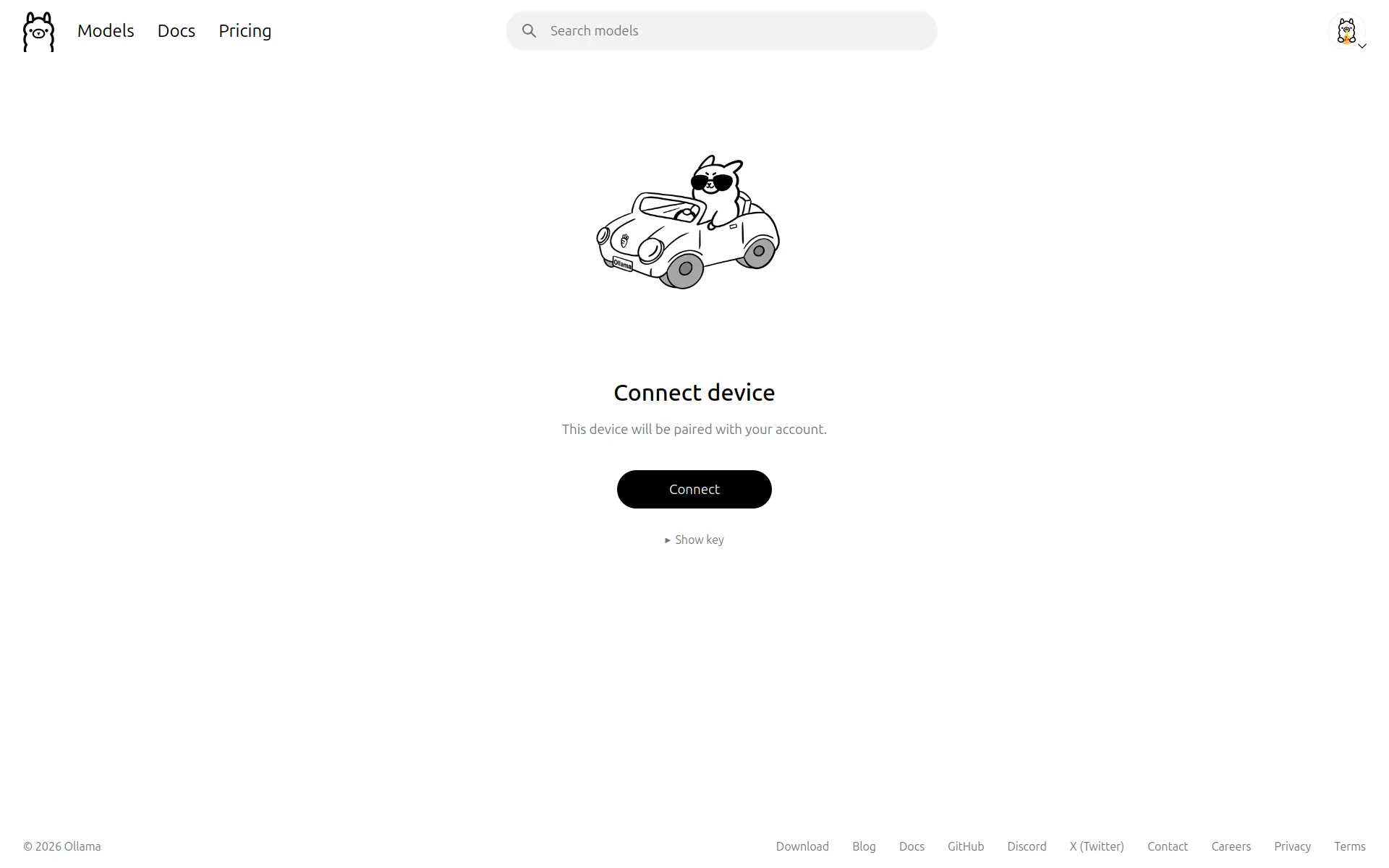 Logging in to Ollama Cloud.