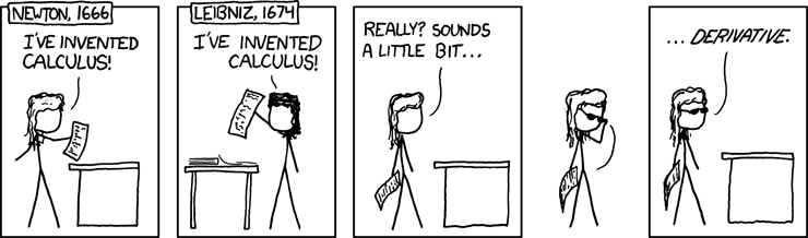 xkcd cartoon about the invention of Calculus.