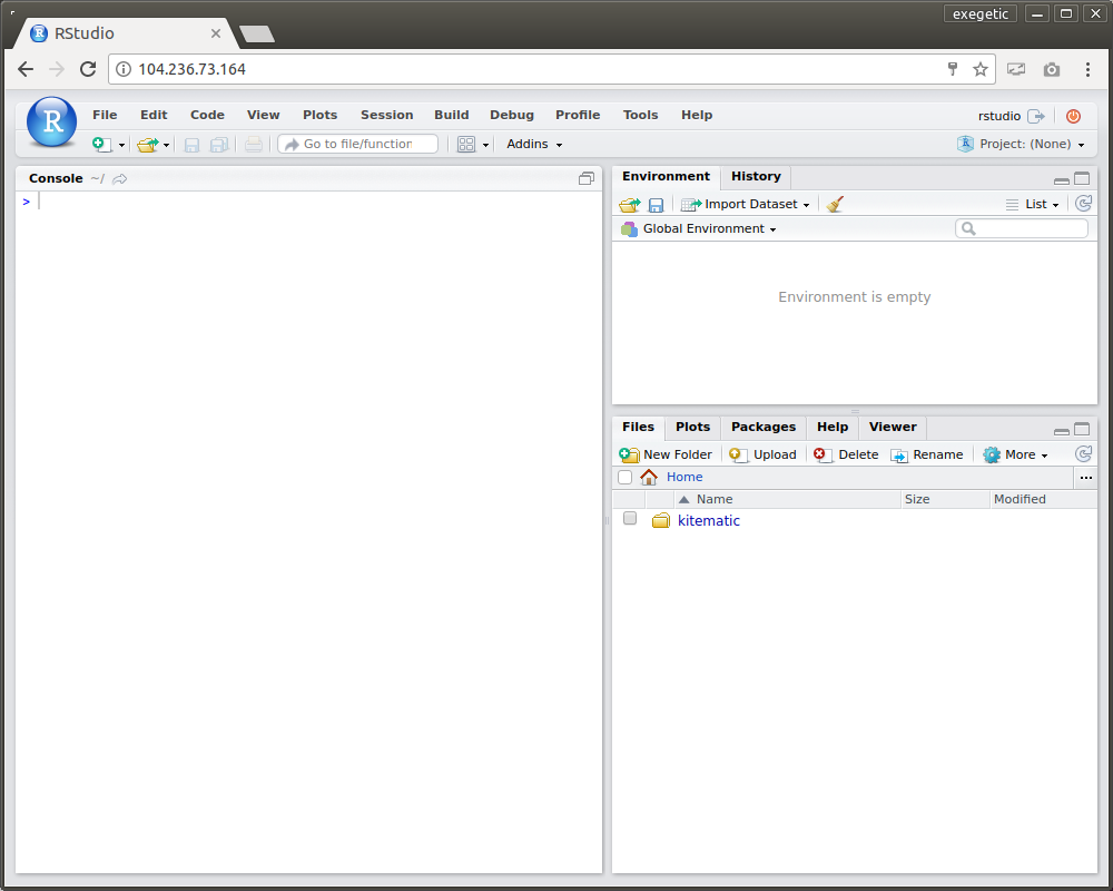 RStudio server interface.