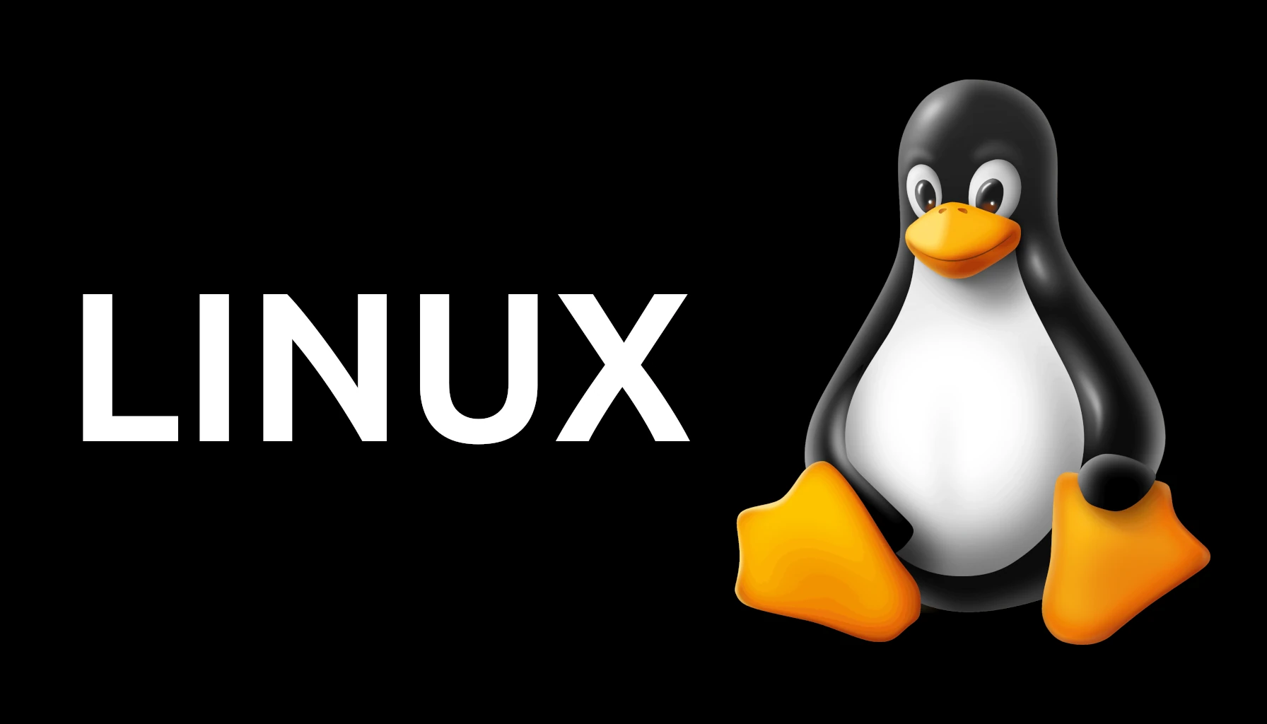 Tux, the Linux penguin, on a uniform black background.